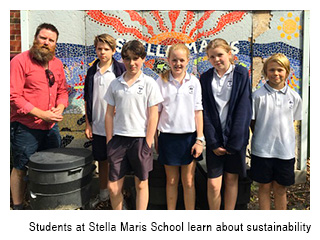 Students at Stella Maris School learn about sustainability.