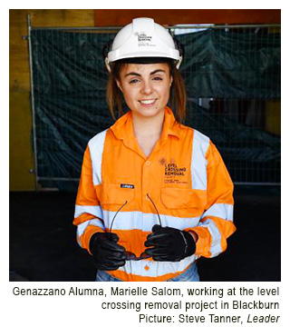 Genazzano alumna Marielle Salom working at the Level Crossing Removal Project in Blackburn