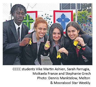 CCCC students Vike Martin Ashien, Sarah Farrugia, Moikaela Franze and Stephanie Grech Photo: Dennis Manktelow, Melton & Moorabool Star Weekly