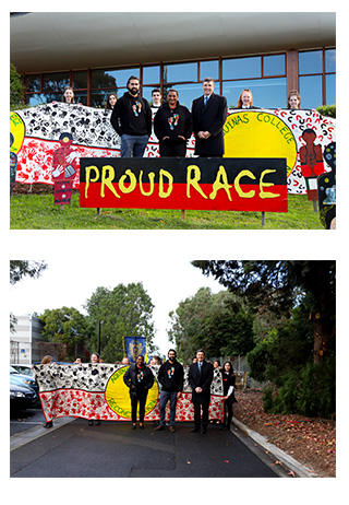 Images of students and representatives participating in Aquinas College's Long Walk