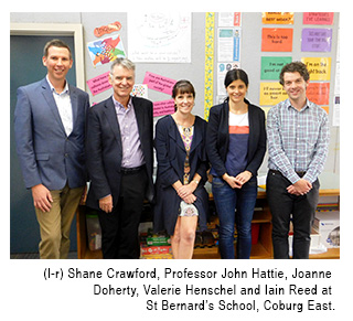 Shane Crawford, Professor John Hattie, Joanne  Doherty, Valerie Henschel and Iain Reed at  St Bernard’s School, Coburg East.