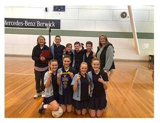 The mixed netball team from St Thomas the Apostle School, Blackburn.