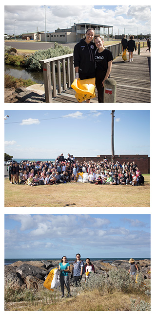 Students and teachers from Mount St Joseph Girls’ College getting involved in 'Clean up Australia' day.