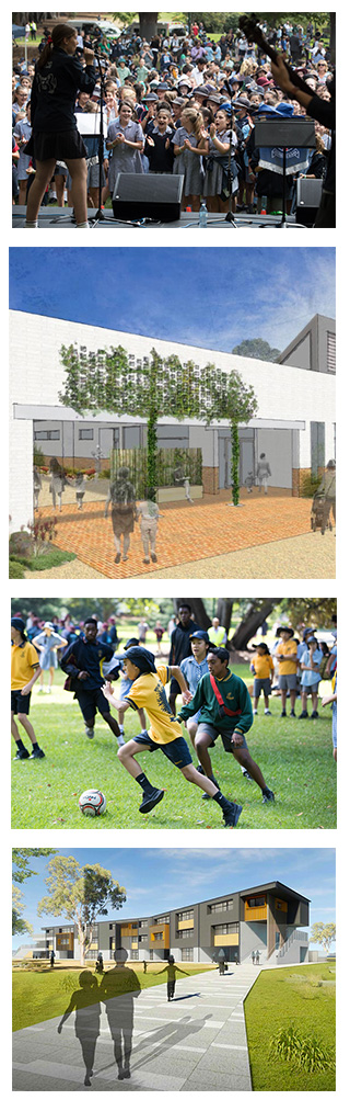 Images of new schools: Holy Trinity and Iona College, alongside some snapshots from St Patricks.