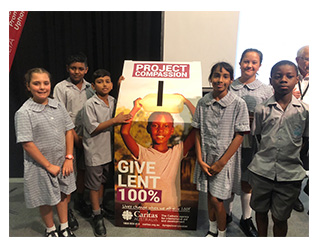 Students at the Project Compassion launch at St Monica’s College, Epping, with representatives from Catholic schools in the Archdiocese of Melbourne.