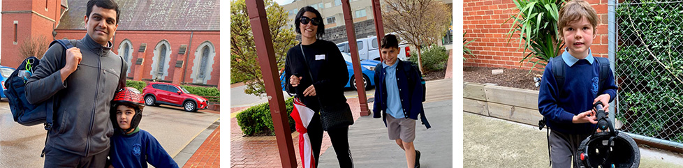 students from St Paul’s School, Coburg, walking to School.