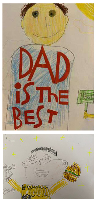 Student artwork of their dads.